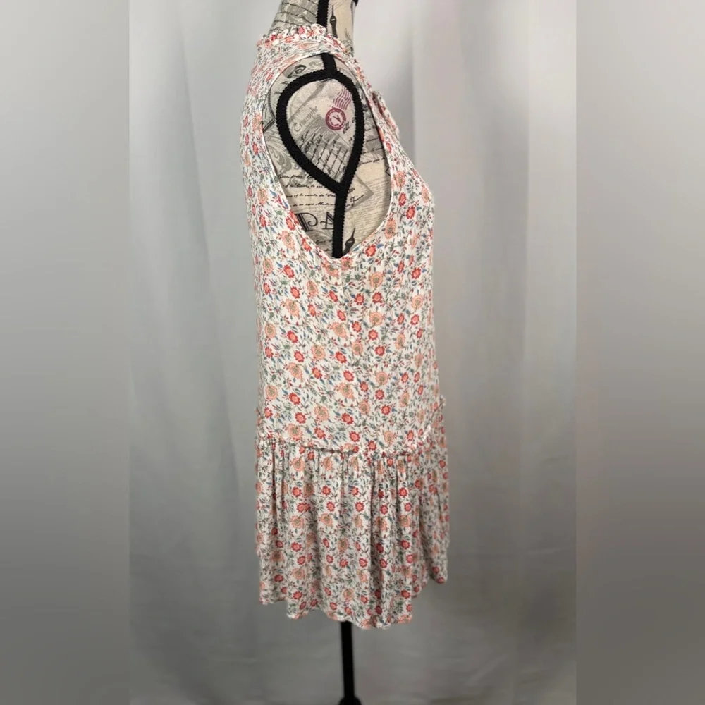 Cynthia Rowley Floral Cottagecore Blouse Large | Romantic Ruffle Hem Top